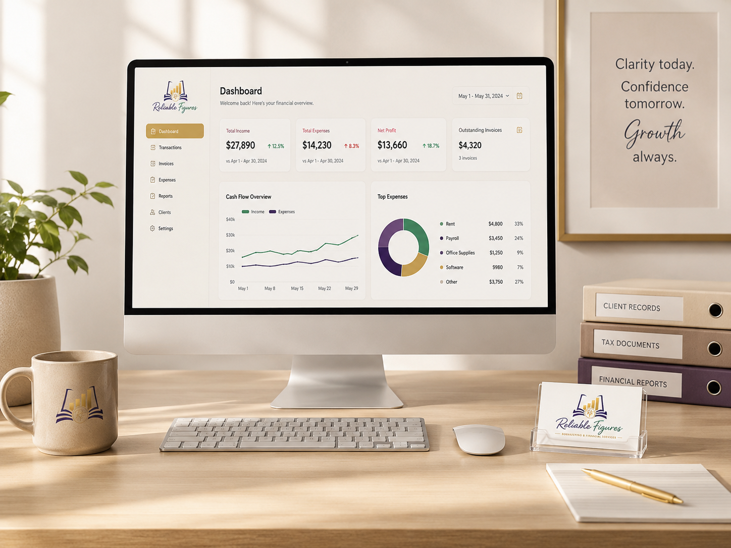 Modern bookkeeping software and financial organization